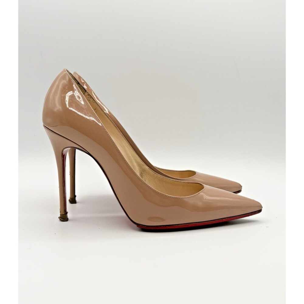 Christian Louboutin Nude Pointed Toe Patent Leather Heels Decollette 100 EU 35.5